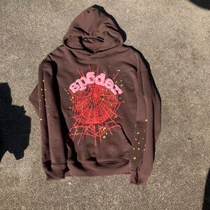 Spyder Brown Hoodie with Red Graphic